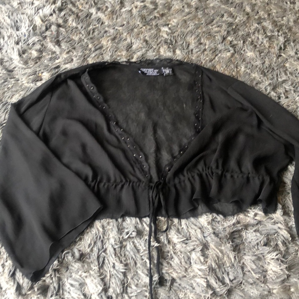 Black Sheer Sequins Bolero Shrug 2X